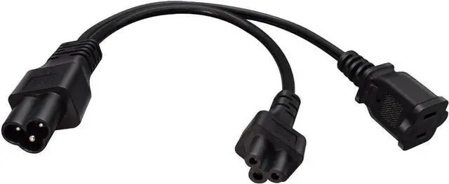 Alt view image 3 of 7 - C6 to C5/1-15R Y Splitter, IEC320 C6 to C5 + NEMA 1-15R Power Y Split Cord, IEC320 C6 Male to US 2-Prong Female and C5 Mickey Mouse Female Multi IEC Cable Dual IEC Double, 18AWG, 1ft/0.3m