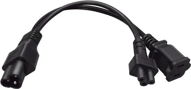 Alt view image 4 of 7 - C6 to C5/1-15R Y Splitter, IEC320 C6 to C5 + NEMA 1-15R Power Y Split Cord, IEC320 C6 Male to US 2-Prong Female and C5 Mickey Mouse Female Multi IEC Cable Dual IEC Double, 18AWG, 1ft/0.3m