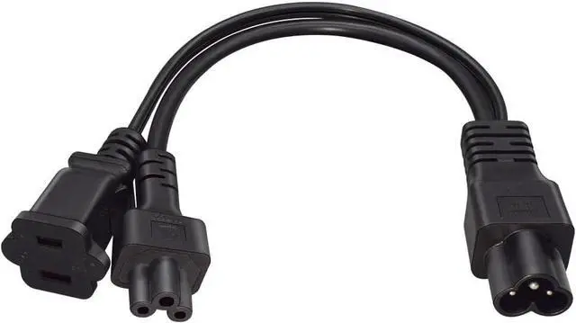 Alt view image 5 of 7 - C6 to C5/1-15R Y Splitter, IEC320 C6 to C5 + NEMA 1-15R Power Y Split Cord, IEC320 C6 Male to US 2-Prong Female and C5 Mickey Mouse Female Multi IEC Cable Dual IEC Double, 18AWG, 1ft/0.3m