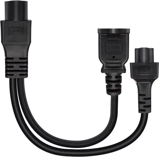 Alt view image 6 of 7 - C6 to C5/1-15R Y Splitter, IEC320 C6 to C5 + NEMA 1-15R Power Y Split Cord, IEC320 C6 Male to US 2-Prong Female and C5 Mickey Mouse Female Multi IEC Cable Dual IEC Double, 18AWG, 1ft/0.3m