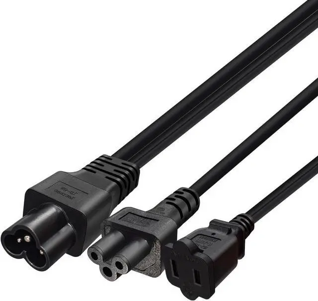 Alt view image 7 of 7 - C6 to C5/1-15R Y Splitter, IEC320 C6 to C5 + NEMA 1-15R Power Y Split Cord, IEC320 C6 Male to US 2-Prong Female and C5 Mickey Mouse Female Multi IEC Cable Dual IEC Double, 18AWG, 1ft/0.3m