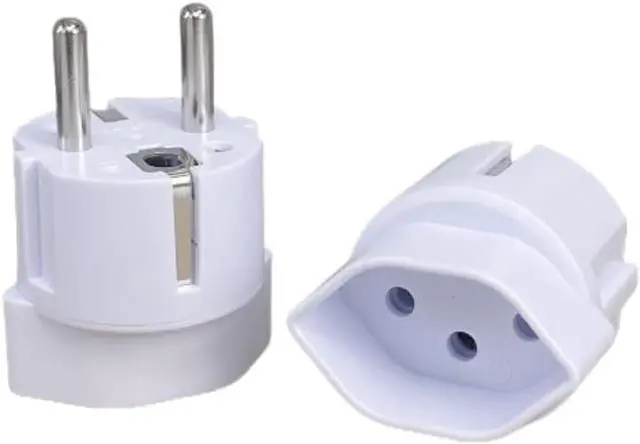 Alt view image 2 of 7 - (2 Pack) Switzerland to Europe Schuko Travel Plug Adapter, Type J to Type E/F European Plug Electrical Adapter, 13A 250V, EU Schuko CEE7/7 Male to Swiss Female Power Converter White