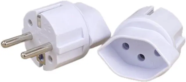 Alt view image 3 of 7 - (2 Pack) Switzerland to Europe Schuko Travel Plug Adapter, Type J to Type E/F European Plug Electrical Adapter, 13A 250V, EU Schuko CEE7/7 Male to Swiss Female Power Converter White