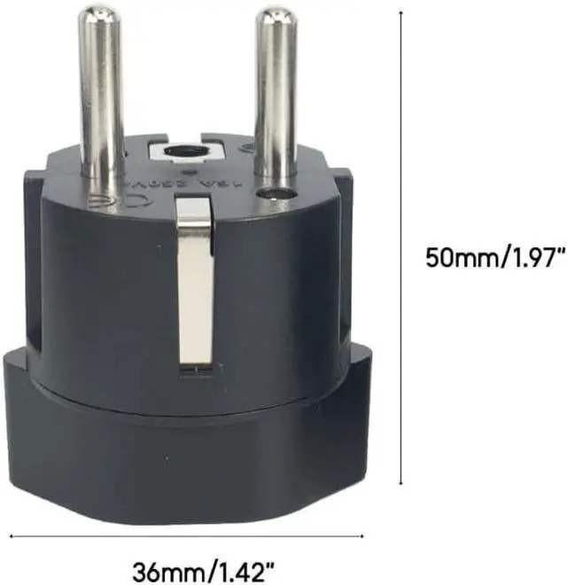 Alt view image 2 of 7 - (2 Pack) Switzerland to Europe Schuko Travel Plug Adapter, Type J to Type E/F European Plug Electrical Adapter, 13A 250V, EU Schuko CEE7/7 Male to Swiss Female Power Converter Black