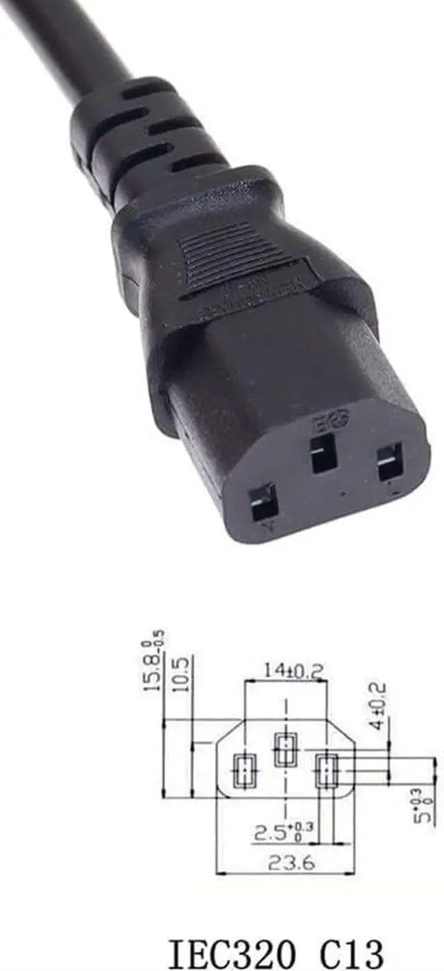 Alt view image 5 of 7 - European Schuko to C13 Heavy Duty Power Cord PC, EU CEE7/7 to IEC 60320 C13 Computer Power Cord Replacement, Euro Power Cord Plug, 220V Power Cable, 16AWG, 6ft/1.8m