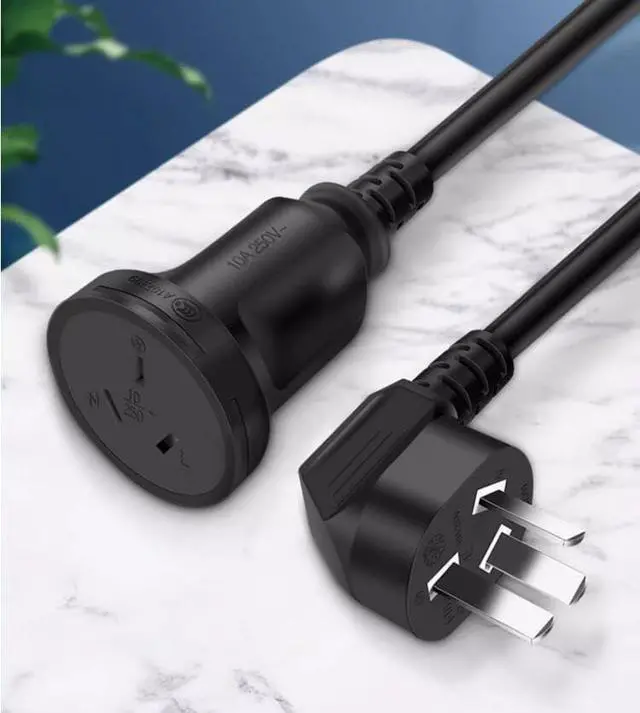Alt view image 6 of 7 - AU Power Extension Cord, 3-Pin Autralia/New Zealand AS3112/NZS3112 Male to Female 90 Degree Angle Elbow Plug Power Extension Cable, 16AWG,5m/16ft Black