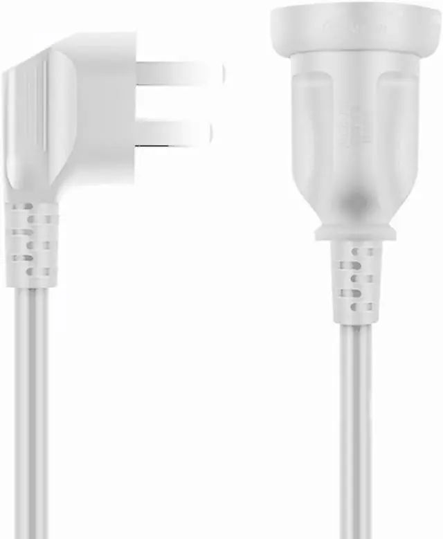 Alt view image 4 of 7 - AU Power Extension Cord, 3-Pin Autralia/New Zealand AS3112/NZS3112 Male to Female 90 Degree Angle Elbow Plug Power Extension Cable, 16AWG,2m/6ft White