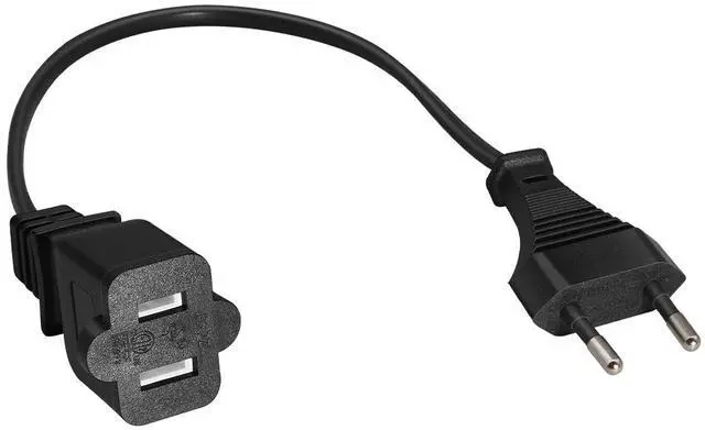 Alt view image 2 of 7 - EU to 1-15R P Short Power Cord 1 Foot,EU European CEE7/16 2-Prong Male to US 2-Prong NEMA1-15R Female Socket Short Power Cable, Euro US Plug Adapter cord,EU US Plug Adapter,18AWG, 1ft/30cm