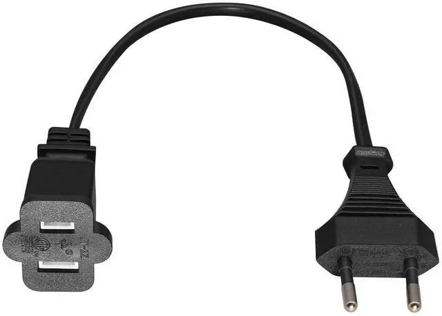 Alt view image 3 of 7 - EU to 1-15R P Short Power Cord 1 Foot,EU European CEE7/16 2-Prong Male to US 2-Prong NEMA1-15R Female Socket Short Power Cable, Euro US Plug Adapter cord,EU US Plug Adapter,18AWG, 1ft/30cm