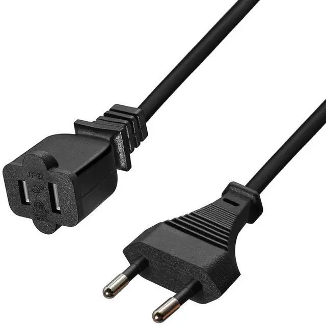 Alt view image 5 of 7 - EU to 1-15R P Short Power Cord 1 Foot,EU European CEE7/16 2-Prong Male to US 2-Prong NEMA1-15R Female Socket Short Power Cable, Euro US Plug Adapter cord,EU US Plug Adapter,18AWG, 1ft/30cm