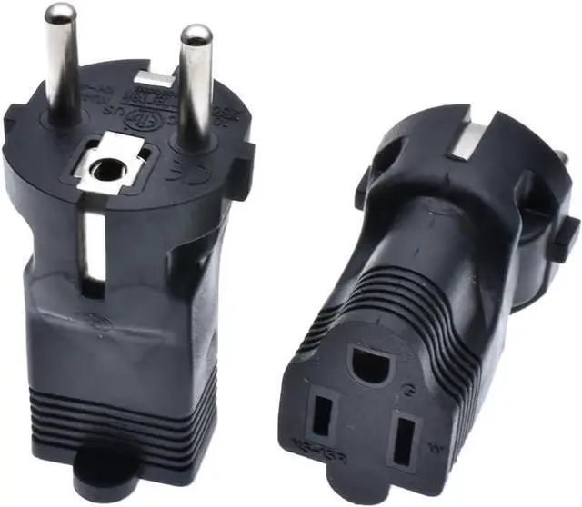 Alt view image 2 of 7 - 2-Pack EU US Plug Adapter Power Converter Travel Adapter, European CEE7/7 Schuko Plug to US Standard 3-Prong NEMA 5-15R Female Socket Electrical Adapter, Euro US Plug Adapter