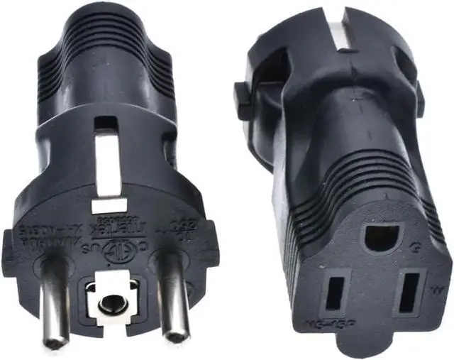 Main image of 2-Pack EU US Plug Adapter Power Converter Travel Adapter, European CEE7/7 Schuko Plug to US Standard 3-Prong NEMA 5-15R Female Socket Electrical Adapter, Euro US Plug Adapter
