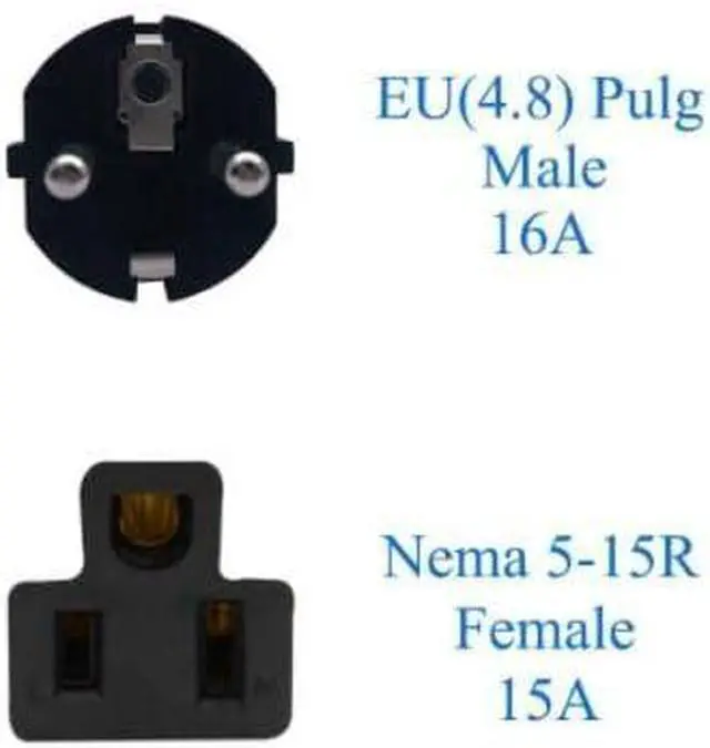 Alt view image 5 of 7 - 2-Pack EU US Plug Adapter Power Converter Travel Adapter, European CEE7/7 Schuko Plug to US Standard 3-Prong NEMA 5-15R Female Socket Electrical Adapter, Euro US Plug Adapter