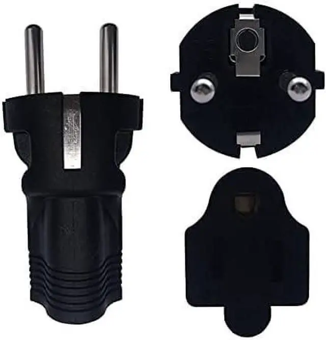 Alt view image 6 of 7 - 2 Pack EU US Plug Adapter,Euro US Plug Adapter Power Converter, European Schuko CEE7/7 Male Plug to USA 3 Prong NEMA5-15R Female Socket Electrical Adapter