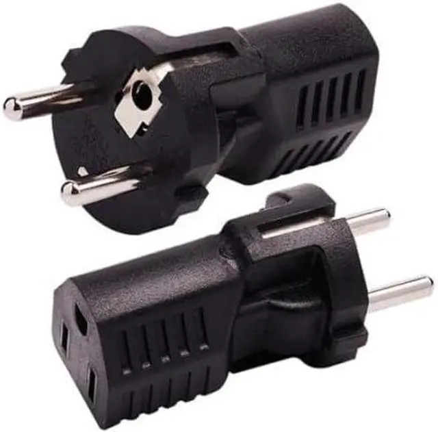 Main image of 2 Pack EU US Plug Adapter,Euro US Plug Adapter Power Converter, European Schuko CEE7/7 Male Plug to USA 3 Prong NEMA5-15R Female Socket Electrical Adapter