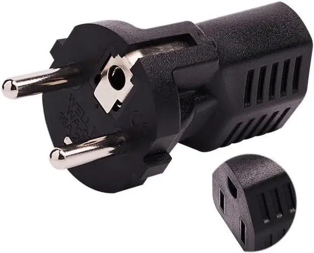 Alt view image 3 of 7 - 2 Pack EU US Plug Adapter,Euro US Plug Adapter Power Converter, European Schuko CEE7/7 Male Plug to USA 3 Prong NEMA5-15R Female Socket Electrical Adapter