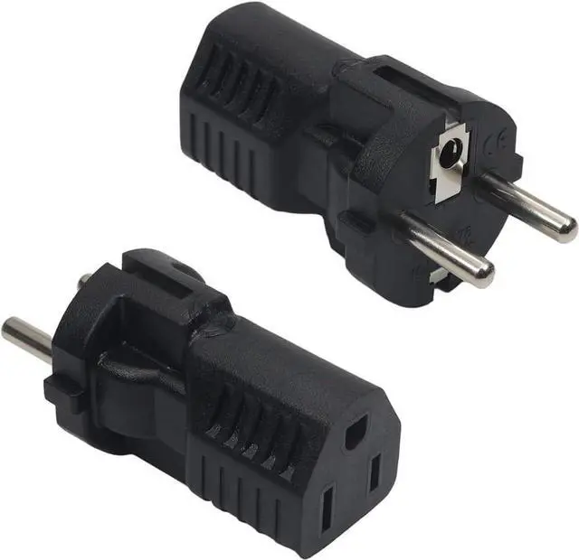 Alt view image 2 of 7 - 2 Pack EU US Plug Adapter,Euro US Plug Adapter Power Converter, European Schuko CEE7/7 Male Plug to USA 3 Prong NEMA5-15R Female Socket Electrical Adapter