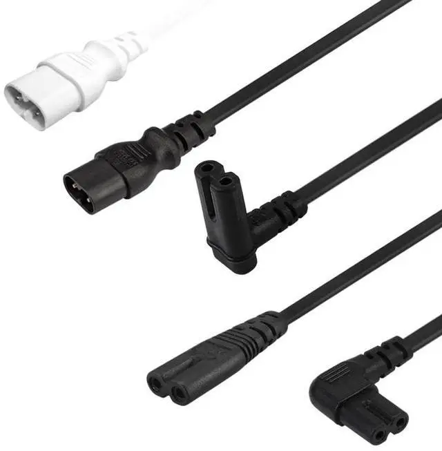 Alt view image 4 of 5 - IEC C7 to C8 Elbow Plug Power Cord , IEC 60320 C8 Male to 90-Degree Down Angle IEC C7 Female Power Extension Cord , 18AWG,5ft/1.5m,Black