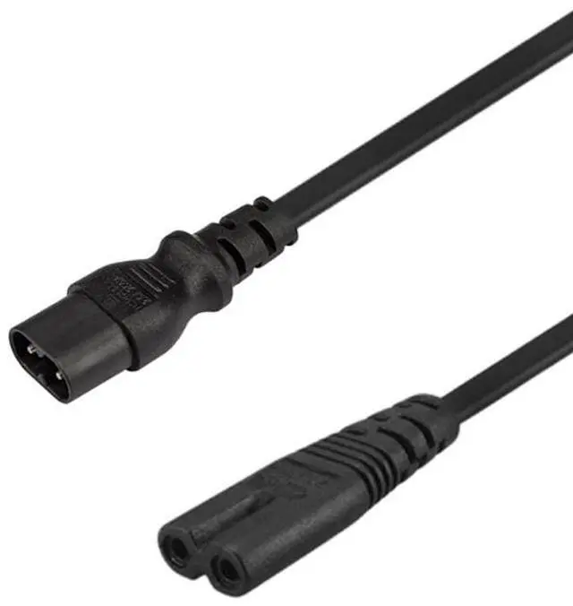Main image of IEC C7 to C8 Power Cord , IEC 60320 C8 Male to C7 Female Power Extension Cord , 18AWG, 6ft/2m Black
