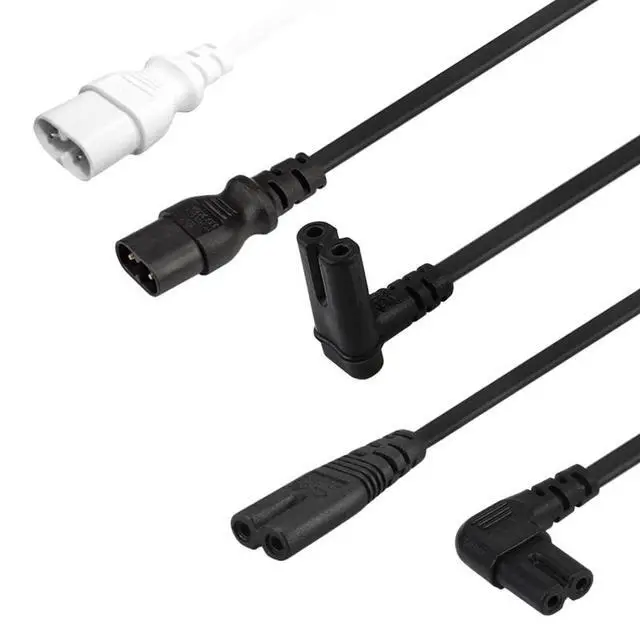 Alt view image 2 of 5 - IEC C7 to C8 Elbow Plug Power Cord , IEC 60320 C8 Male to 90-Degree Down Angle IEC C7 Female Power Extension Cord , 18AWG, 6ft/2m Black