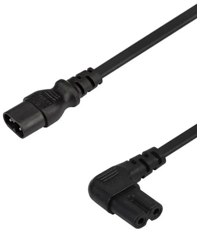 Main image of IEC C7 to C8 Power Cord , IEC 60320 C8 Male to C7 Female Power Extension Cord , 18AWG, 1ft/0.3m White 10ft C8 to Right Angle C7