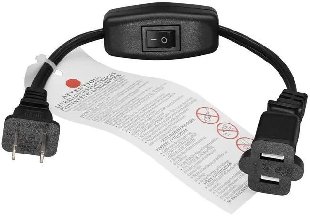 Alt view image 3 of 7 - Black1ft Short US Power Extension Cord with on/Off Switch ,On Off Switch Extension Cord,2-Prong Polarized Extension Cord with Switch 12A/125V for Your Chargers/Lamp/Power Adapters etc, 16AWG Cord