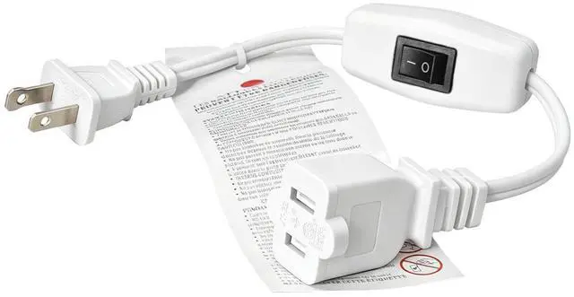 Alt view image 2 of 7 - White 1ft Short US Power Extension Cord with on/Off Switch ,On Off Switch Extension Cord,2-Prong Polarized Extension Cord w/ Switch 12A/125V , 16AWG Cord