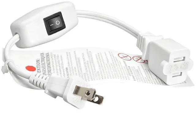 Alt view image 3 of 7 - White 1ft Short US Power Extension Cord with on/Off Switch ,On Off Switch Extension Cord,2-Prong Polarized Extension Cord w/ Switch 12A/125V , 16AWG Cord