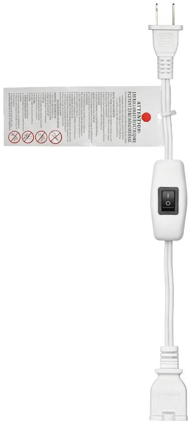 Alt view image 5 of 7 - White 1ft Short US Power Extension Cord with on/Off Switch ,On Off Switch Extension Cord,2-Prong Polarized Extension Cord w/ Switch 12A/125V , 16AWG Cord