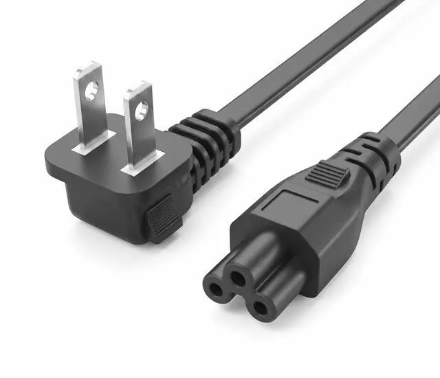 Alt view image 2 of 6 - NEMA1-15P Elbow Plug to C5 Power Cable, Non-Polarized 90-Degree Angle US/JP 2-Prong NEMA 1-15P to IEC C5 Power Cord ,18AWG 1ft
