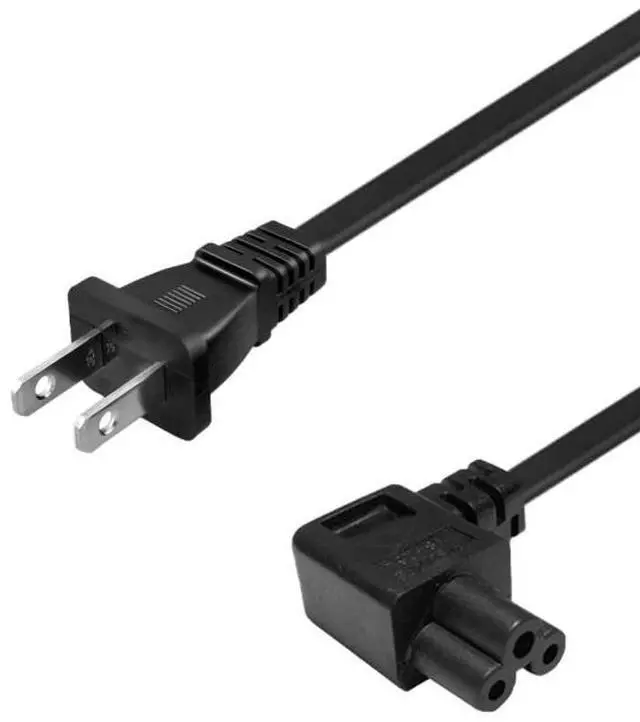 Main image of NEMA1-15P to C5 Elbow Plug Power Cable, Non-Polarized US/JP 2-Prong NEMA 1-15P to 90-Degree Left Angle IEC C5 Power Cord ,18AWG 1ft