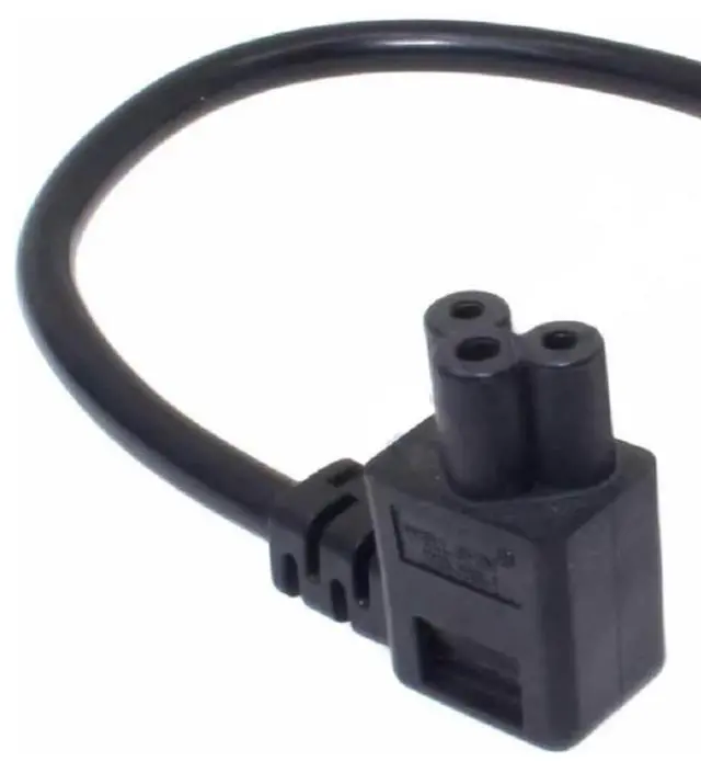 Alt view image 6 of 6 - NEMA1-15P to C5 Elbow Plug Power Cable, Non-Polarized US/JP 2-Prong NEMA 1-15P to 90-Degree Left Angle IEC C5 Power Cord ,18AWG 1ft