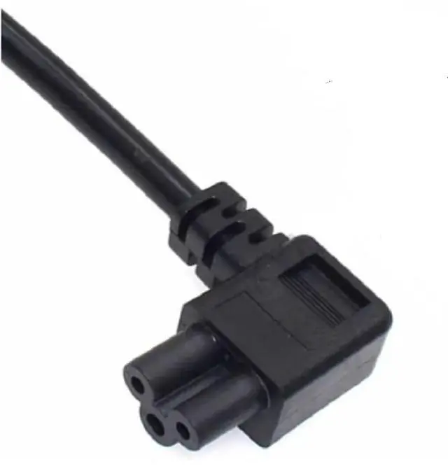 Alt view image 5 of 6 - NEMA1-15P to C5 Elbow Plug Power Cable, Non-Polarized US/JP 2-Prong NEMA 1-15P to 90-Degree Left Angle IEC C5 Power Cord ,18AWG 1ft