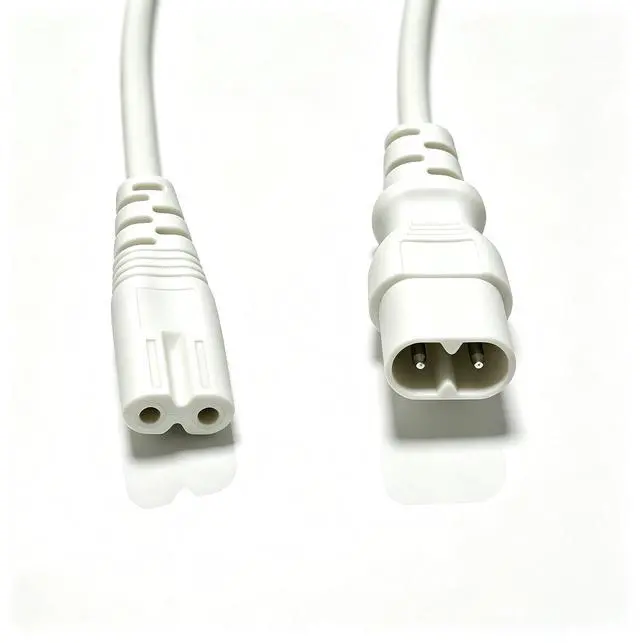 Main image of IEC C7 to C8 Power Cord , IEC 60320 C8 Male to C7 Female Power Extension Cord , 18AWG, 10ft/3m White
