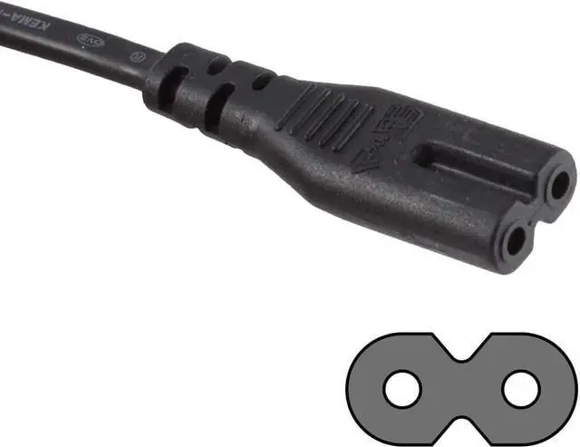 Alt view image 6 of 7 - 2-Prong European to C7 Short Power Cord, Europe 2-Prong CEE7/16 Standard Plug to Figure 8 IEC C7 Power Cable Replacement with Euro VDE Certifications, IEC Power Cable,18AWG,1.6ft/50cm ,Black