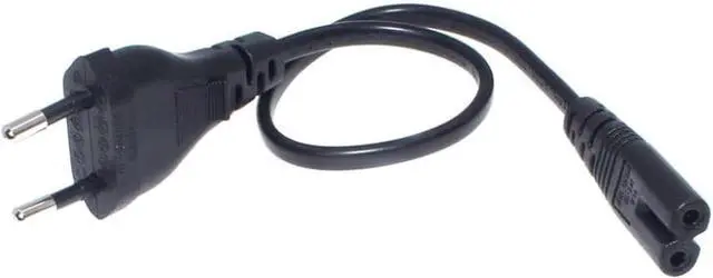 Alt view image 3 of 7 - 2-Prong European to C7 Short Power Cord, Europe 2-Prong CEE7/16 Standard Plug to Figure 8 IEC C7 Power Cable Replacement with Euro VDE Certifications, IEC Power Cable,18AWG,1.6ft/50cm ,Black