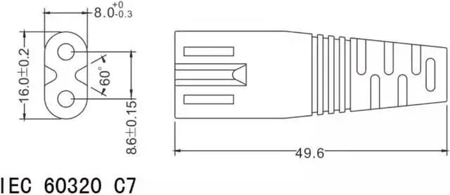 Alt view image 7 of 7 - 2-Prong European to C7 Short Power Cord, Europe 2-Prong CEE7/16 Standard Plug to Figure 8 IEC C7 Power Cable Replacement with Euro VDE Certifications, IEC Power Cable,18AWG,1.6ft/50cm ,Black