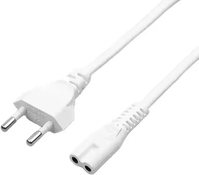 Alt view image 2 of 7 - 2-Prong White European to C7 Short Power Cord 1ft , Europe 2-Prong CEE7/16 Standard Plug to Figure 8 IEC C7 Power Cable Replacement w/ VDE Certifications, IEC Power Cable,18AWG,1ft/30cm