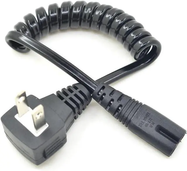 Main image of Tekit 1-15P to C7 Power Cord, Elbow Plug US 2 Prong NEMA1-15P to IEC320 C7 Figure 8 Shotgun Connector Retractable Spring AC Power Cable Replacement, 18AWG, 4-12 Inch