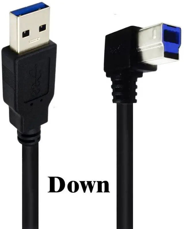 Alt view image 2 of 7 - USB 3.0 Printer Cable, USB 3.0 Type A Male to Type B Male Plug 90 Degree High Speed Printer,Monitor,External Hard Drivers,Scanner - 1.6ft/50cm (3.0 A to B Down Angle)