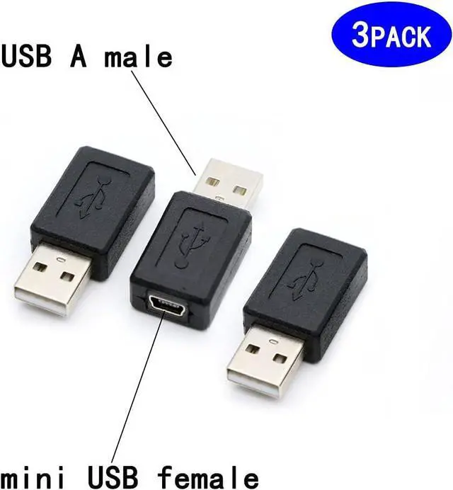Alt view image 2 of 5 - 3 Pack USB 2.0 A Male to USB B Mini 5 Pin Female Adapter Converter