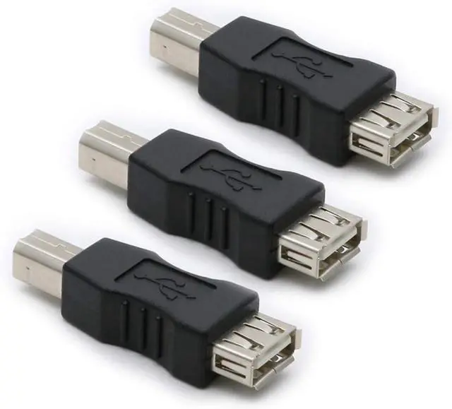 Main image of 3-Pack USB 2.0 A Female to USB B Print Male Adapter Connector Converter Plug