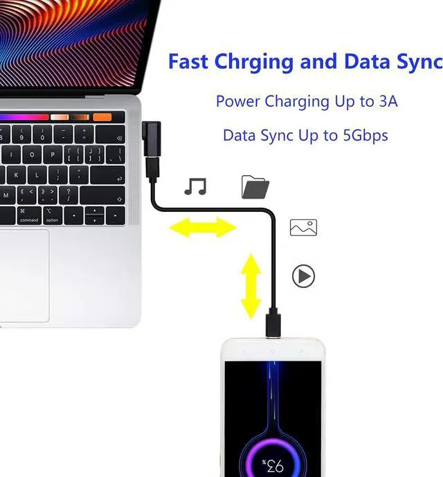Alt view image 5 of 7 - 2-Pack 90 Degree USB C to USB Adapter, Right Angle & Left Angle USB A 3.0 Male to USB Type C 3.1 Female Connector for Laptops, Wall Chargers, Power Banks