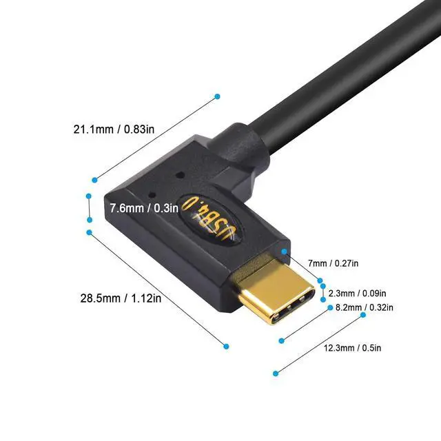 Alt view image 3 of 7 - 40Gbps USB C to USB C Coiled Cable for Thunderbolt 3,Right Angled USB Type c Male to Male Spiral Cable Support 8K@60Hz Video and 240W PD Fast Charging Cable for MacBook, Smartphone ,3ft/1m