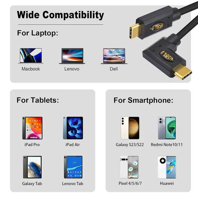 Alt view image 7 of 7 - 40Gbps USB C to USB C Coiled Cable for Thunderbolt 3,Right Angled USB Type c Male to Male Spiral Cable Support 8K@60Hz Video and 240W PD Fast Charging Cable for MacBook, Smartphone ,3ft/1m