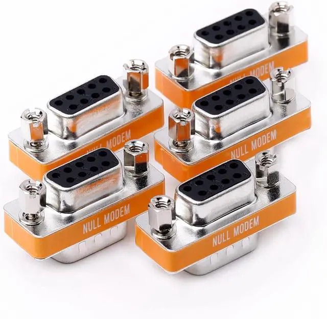 Main image of 5-Pack DB9 Null Modem Adapter Male to Female Slimline Data Transfer Serial Port Adapter