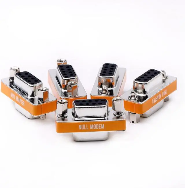 Main image of 5-Pack DB9 Null Modem Adapter Female to Female Slimline Data Transfer Serial Port Adapter F/F
