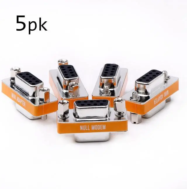 Alt view image 2 of 4 - 5-Pack DB9 Null Modem Adapter Female to Female Slimline Data Transfer Serial Port Adapter F/F