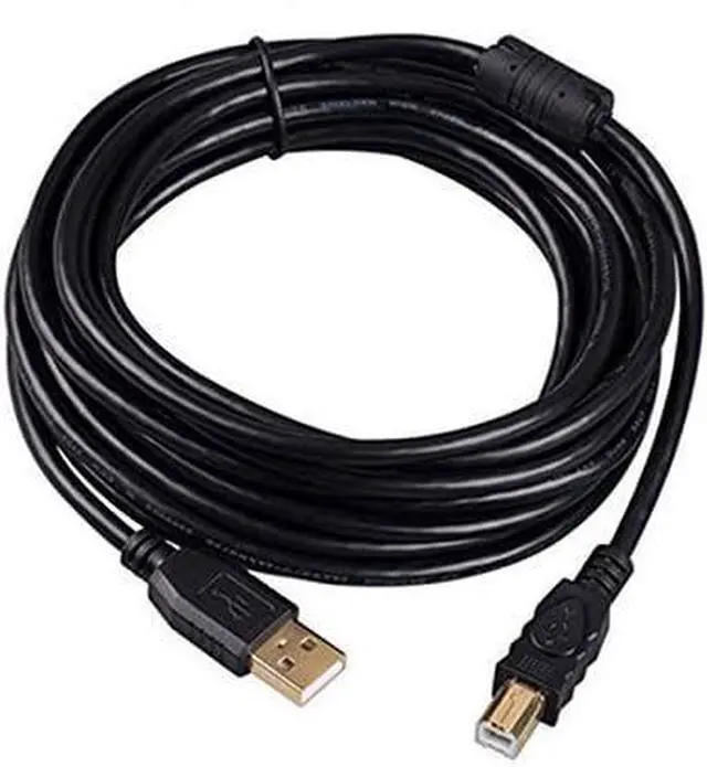 Main image of USB 2.0 A-Male to B-Male Print Cable with Ferrite Black 28/24# AWG,Gold-Plated Connectors,10m/32ft