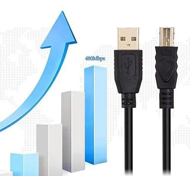 Alt view image 5 of 6 - USB 2.0 A-Male to B-Male Print Cable with Ferrite Black 28/24# AWG,Gold-Plated Connectors,10m/32ft